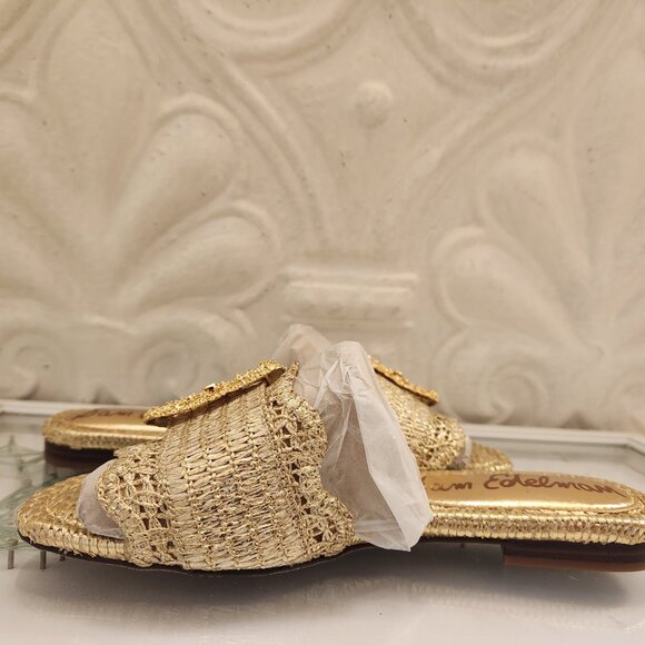 Sam Edelman Gold "Bambi" Slides. NIB. Size 6 - Picture 5 of 9